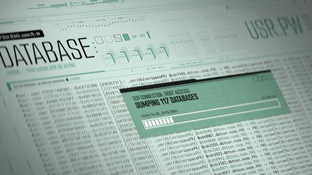 Unauthorized database access, hacker stealing private information and files