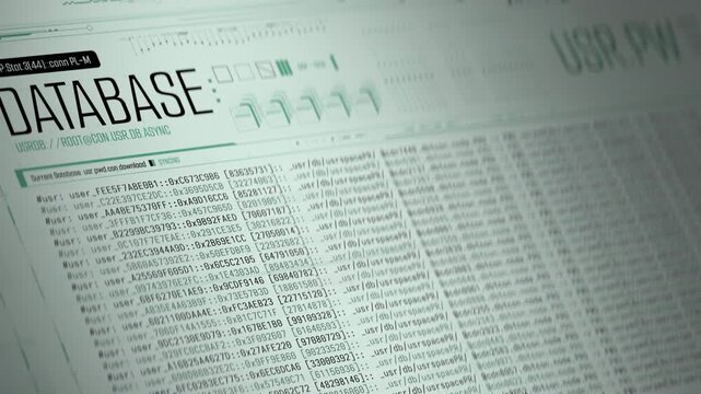 Sensitive info being stolen from database during cyberattack, realistic look