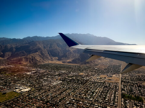 View of the Coachella Valley and Palm Springs from a plane.