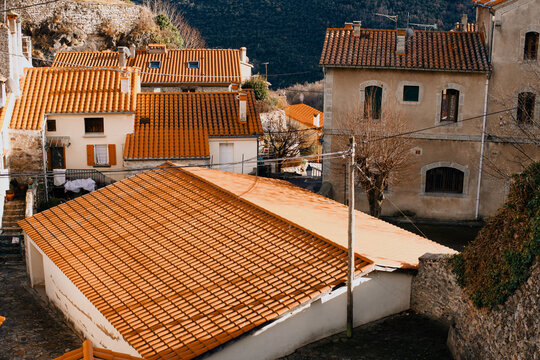 Terracotta Roofs In A French Village