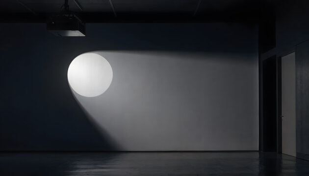 Spotlight on wall with circular light effect.