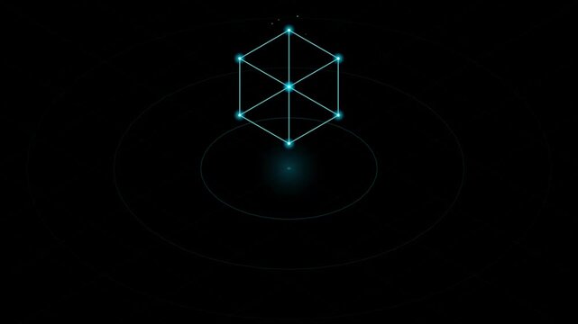 Abstract Cyan Data Node Isometric Pulse Seamless Loop with #ff0055 ...