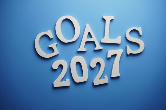 Goals for 2027 alphabet letter on blue background