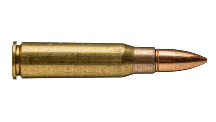 Golden brass cartridge with copper bullet, isolated on transparent background © Igor