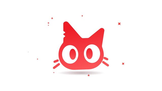 Cute Cartoon Red Cat Head Mascot Animated Character Logo Design