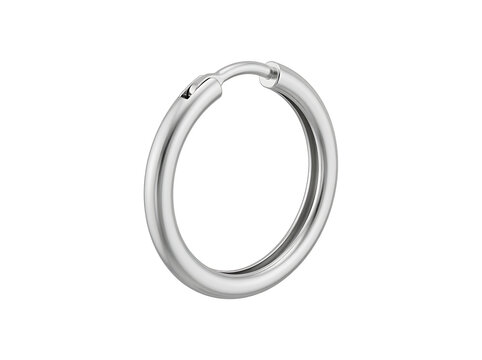Silver hoop earring isolated on transparent background