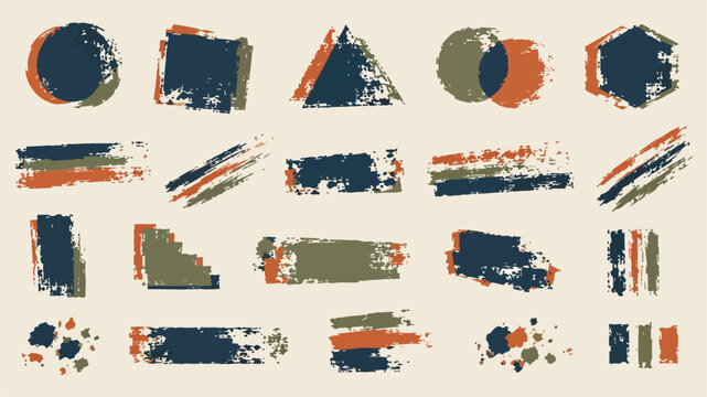Multicolour Screen Printing and Registration Texture Collection with Distressed Ink Bands