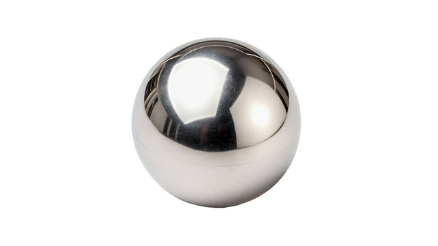 Shiny reflective chrome metallic ball polished steel sphere decoration element isolated on transparent background.