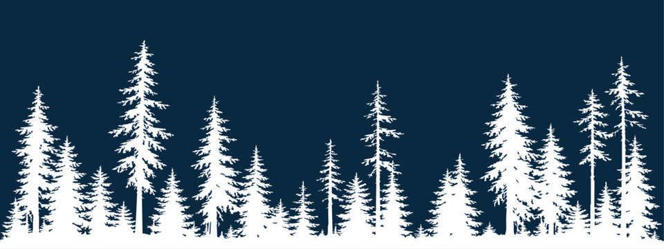 Snow covered fir tree vector illustration