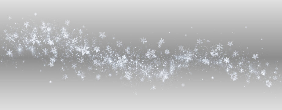 Radiant silver sparkle PNG overlay with glowing snowflakes and fine glitter dust, on transparent background