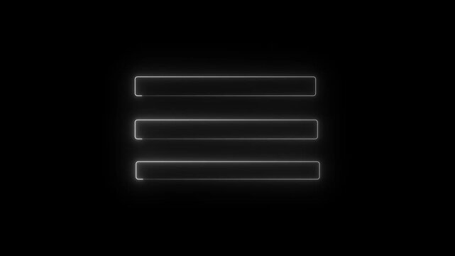 White Neon Hamburger Menu Icon Animation on Dark Background