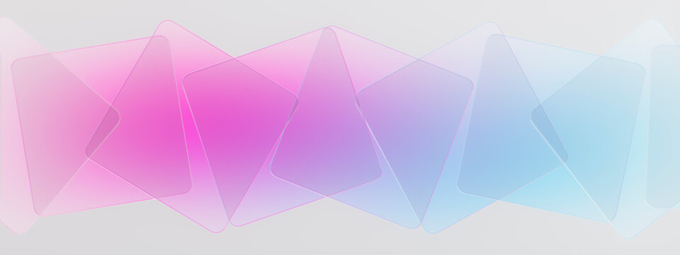 3D Panoramic Glass Square Pattern with Soft Gradient Colors and Transparent Overlap