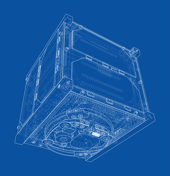technical blueprint of a machine component. Vector