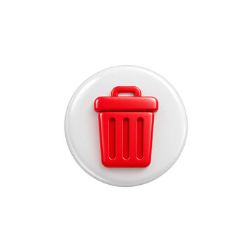 Red delete icon in white circle on transparent background for web design.