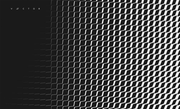 Abstract geometric pattern in black and white. Dynamic effect. Optical illusion. Cover design template. Vector illustration for brochure, presentation, flyer or banner.