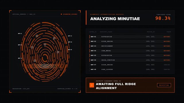  Biometric Fingerprint Scanner and Security Authentication Interface Animation