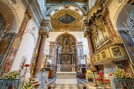 Indoor sight in the Duomo of Sant'Andrea Apostolo in Amalfi, Province of Napoli, Campania, Italy. June-23-2026