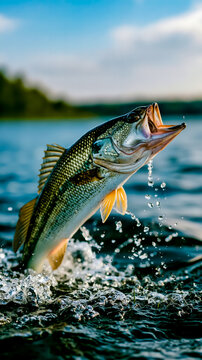 A fish is jumping out of the water