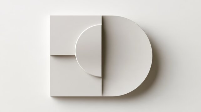 Minimalist 3D wall sculpture floating on a wide white background for modern interior decor