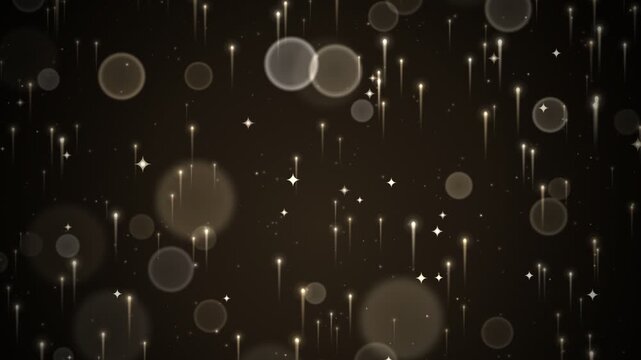 Golden particles and bokeh lights ascend in a dark, celebratory background, creating a magical and festive atmosphere for events