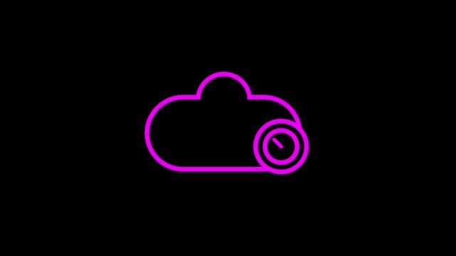 Neon cloud icon with a minus sign symbol animation
