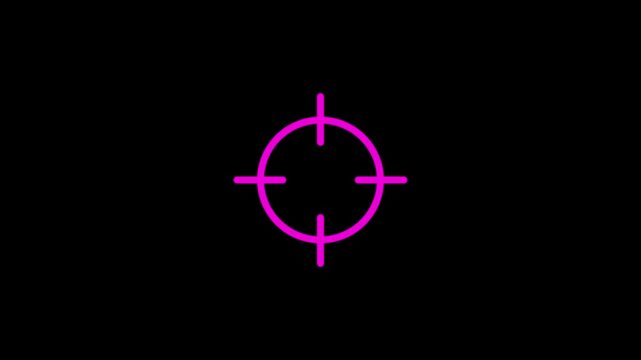 Pink neon target reticle icon for gaming and ui