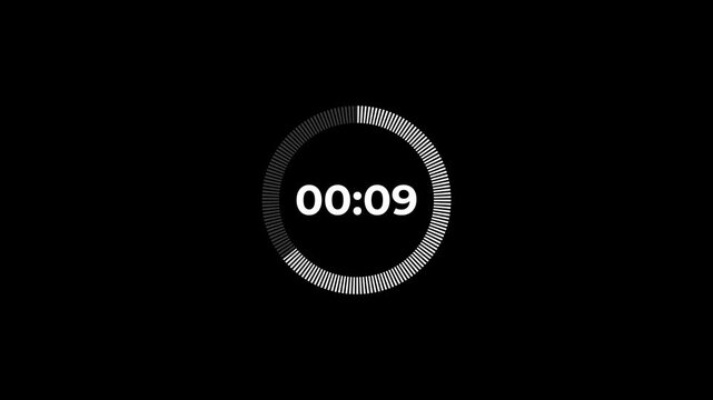 Circle countdown timer 14 seconds animation from 14 to 0 seconds, 14 Seconds countdown timer 4k animation.