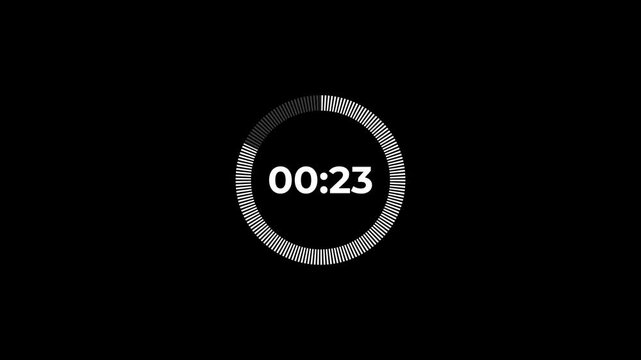 Circle countdown timer 28 seconds animation from 28 to 0 seconds, 4k animation.
