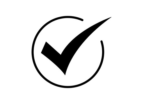 black check mark sign inside open circle transparent background