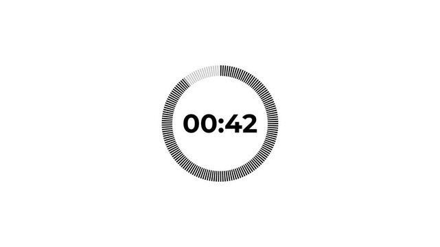 47 seconds animation lights colors and circle animation 47 to 0 countdown timer on black background. Circle shaped smooth animated indicator.