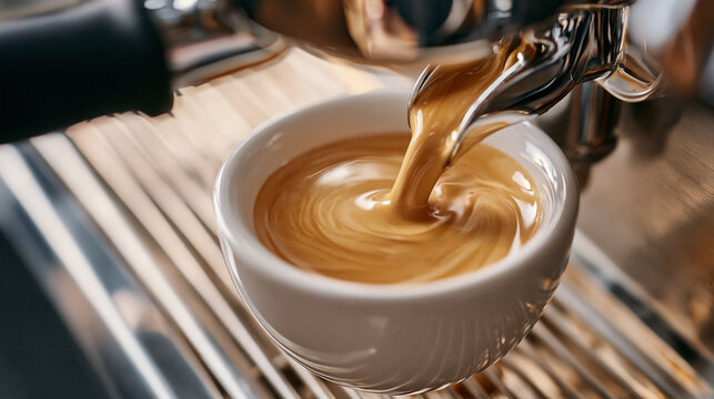 Extreme closeup of coffee flowing from e 2
