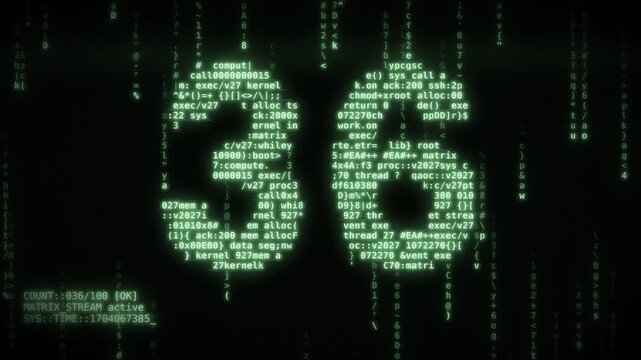 Green Matrix Code Counter Counting Up from 1 to 100 on Retro CRT Terminal with Digital Rain