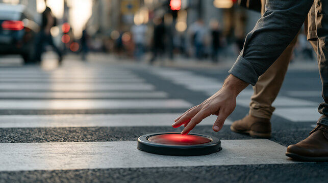 Urban crosswalk with illuminated red ped 3