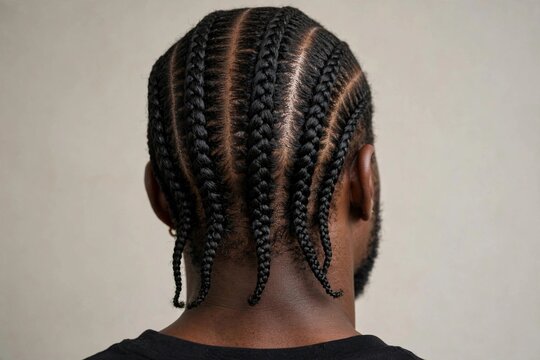 African man cornrows straight back braids mens braids back view 