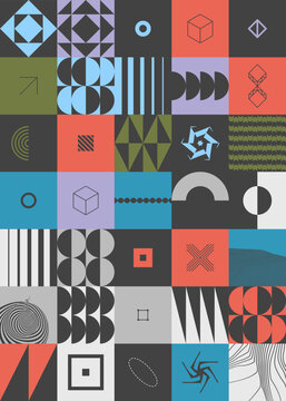 Geometric pattern. Mosaic. Cover design template. Vector for brochure, magazine, album, flyer or notebook.