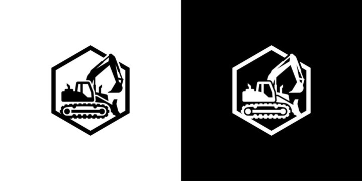 Industrial Excavator Inside Hexagon Logo Template