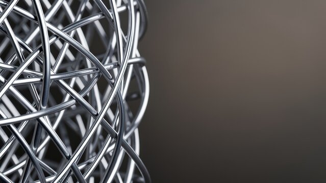 abstract tangled metallic wires and filaments background texture industrial sheen premium studio backdrop for technology advertising