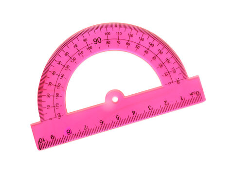 One plastic protractor isolated on white, top view