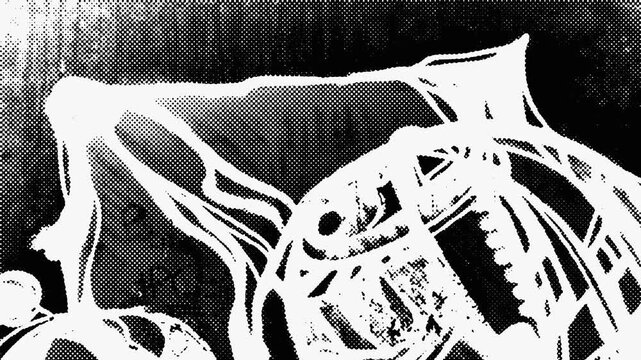Animated Urban Grunge Background, Black and White Halftone Texture, Monochrome Graffiti, Distressed Street Art and Dynamic Abstract Motion. Dynamic urban animation with underground atmosphere.