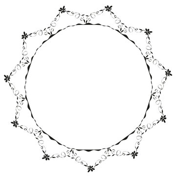 Delicate Silver Gray Circular Frame with Intricate Lace Inspired Ornamental Details