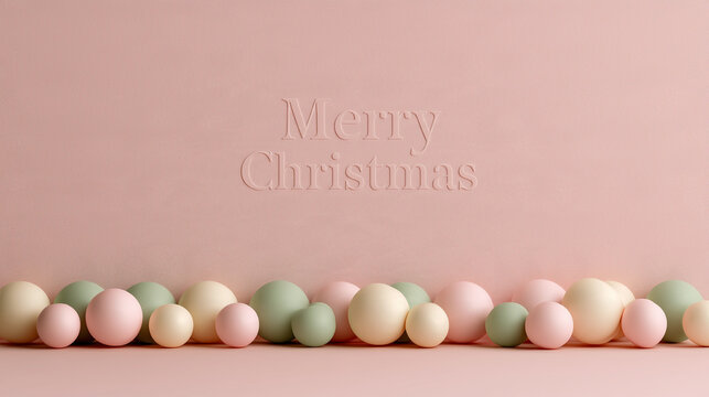 Soft pastel Merry Christmas 3D text background with copy space