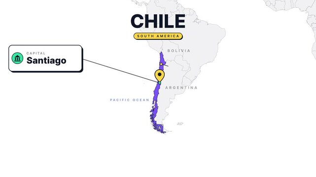 Chile Geography and Statistical Infographic Map Animation