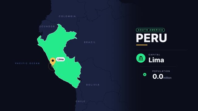 Peru Country Map Infographic Animation