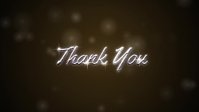 Elegant Thank You message with sparkling text and bokeh lights on a dark background, perfect for closing credits or acknowledgments