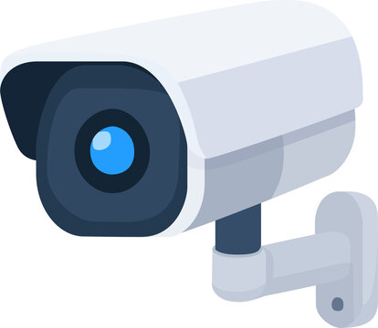 Outdoor CCTV Security Camera, Flat Vector Illustration