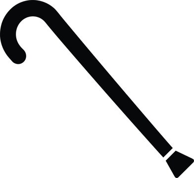 Walking cane stick silhouette icon representing senior orthopedic support medical mobility assistance elderly physical therapy and retirement care service
