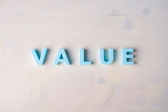 Value creation, customer value and business worth concept with blue VALUE letters