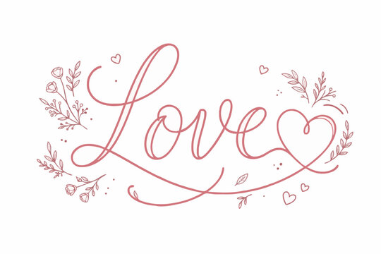 Love script lettering with heart flourish