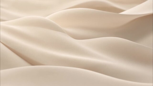 Luxurious creamy textile flowing softly with graceful ripples, forming a calm monochromatic undulating motion