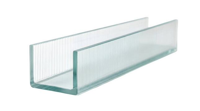 Ushaped channel glass profile for architectural construction isolated on transparent background